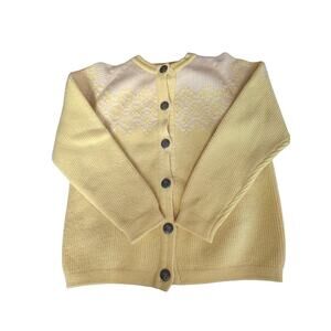 Vintage 1960s 100% Wool Yellow Cardigan Austrian Hand-Embroidered Olympics